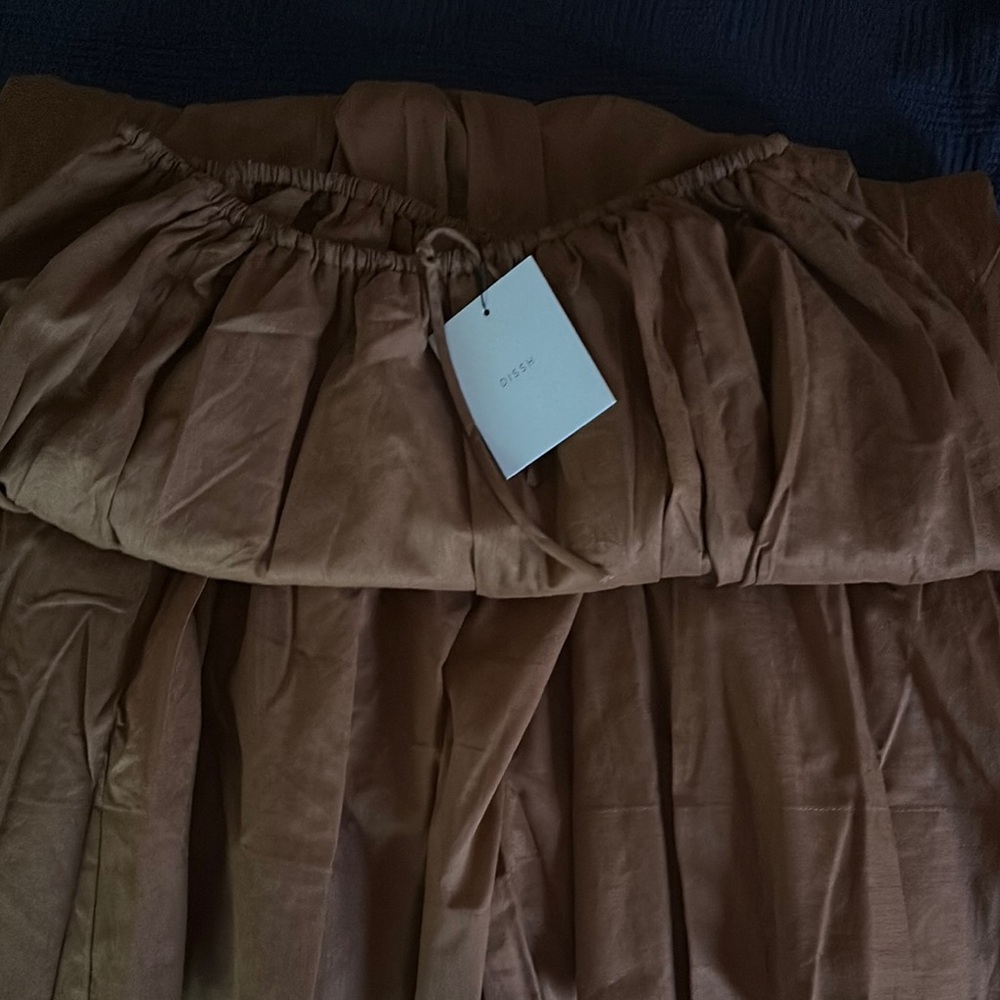 DISSH Brown Tan Bubble Midi Skirt